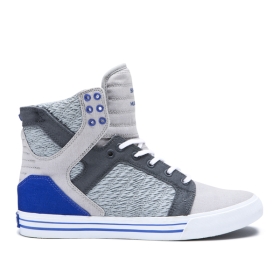 Supra Mens SKYTOP High Top Shoes Lt Grey/Royal/white | US-22361